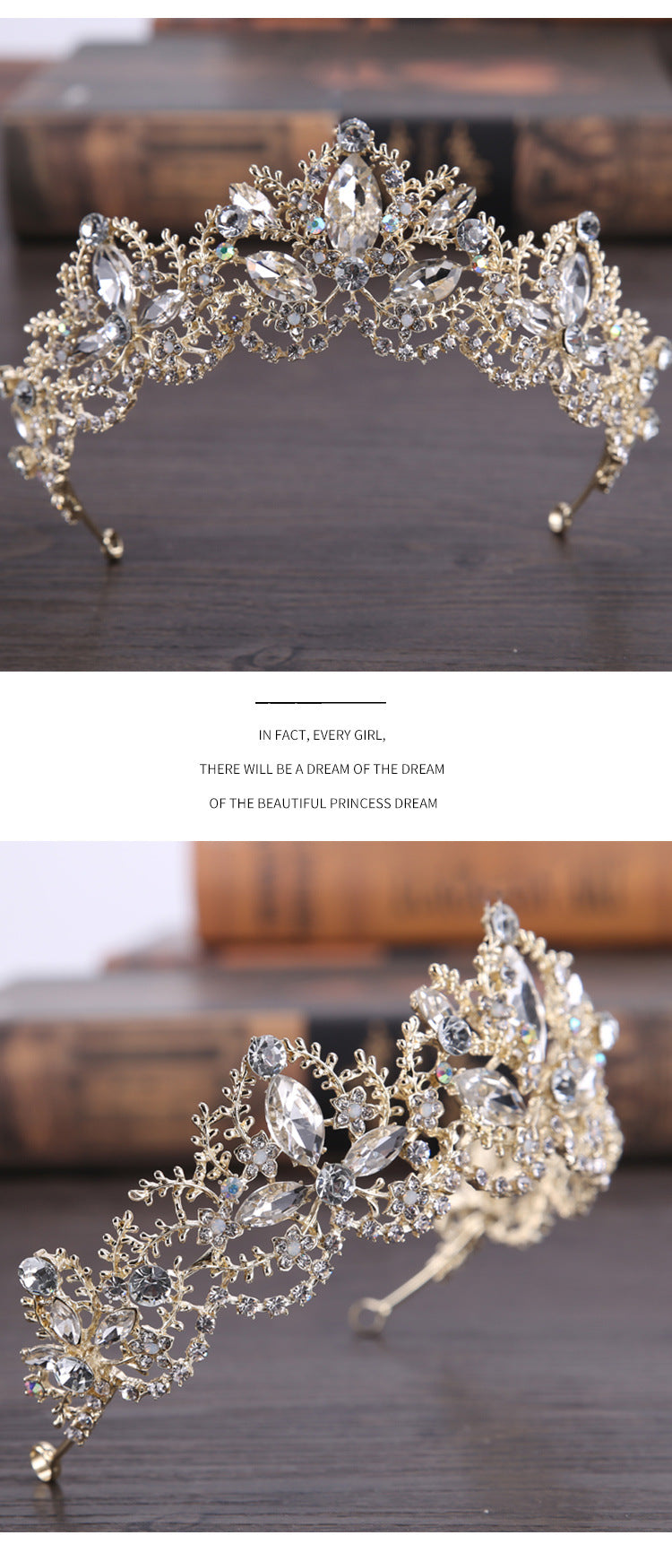 Baroque Crown European and American Hot Selling Crystal Bridal Tiara Crown Wedding Dress Accessories Bridal Jewelry Birthday Crown