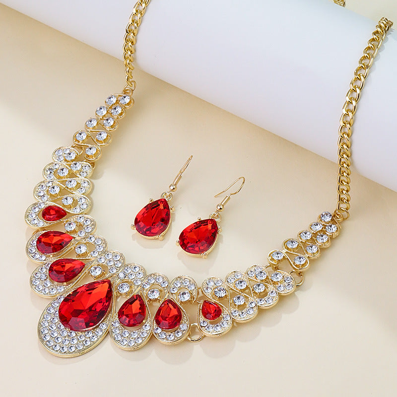 Parure de collier rétro audacieux (style international) pour femme : luxe, cristaux et élégance pour soirées et banquets – Vente directe d'usine