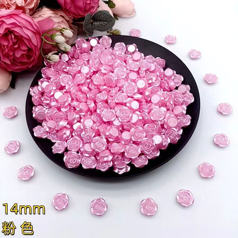 14mm happiness flower material diy handmade beaded abs simulation beads rose petals perforated mobile phone accessories
