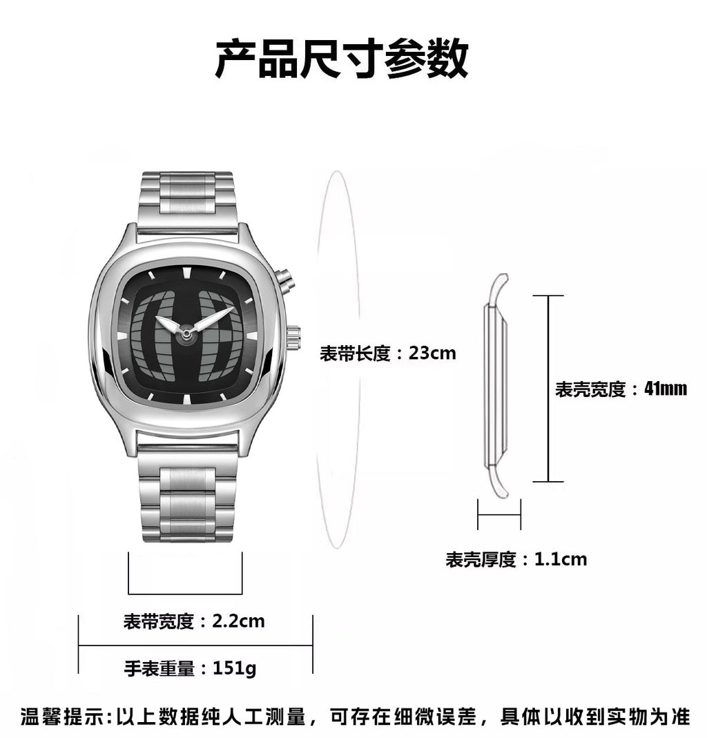 Millennial Retro Fashion Concept Digital Display Sports Men's Watch with Analog Numbers, Niche Ins Trendy Brand Quartz Watch