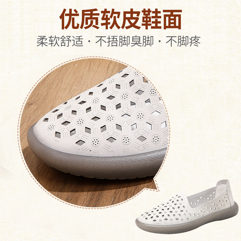 Chaussures pour femmes d'âge mûr et seniors : cuir respirant pour l'été, semelles souples anti-fatigue, incluant sandales et sabots antidérapants