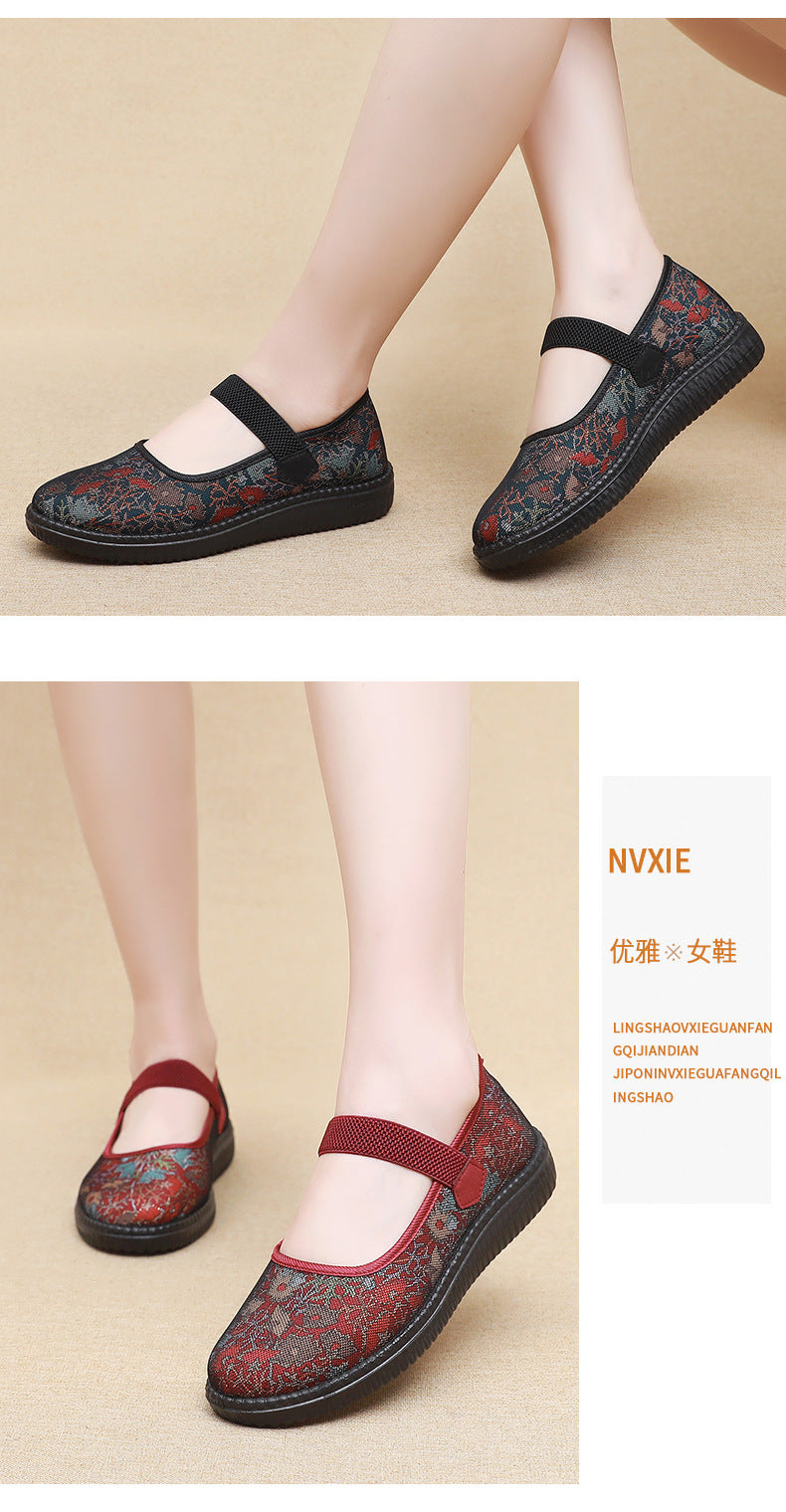 Chaussures en tissu « Vieux Pékin » pour femme : confort et sécurité avec semelles souples antidérapantes – Idéales pour les femmes d'âge mûr et les seniors