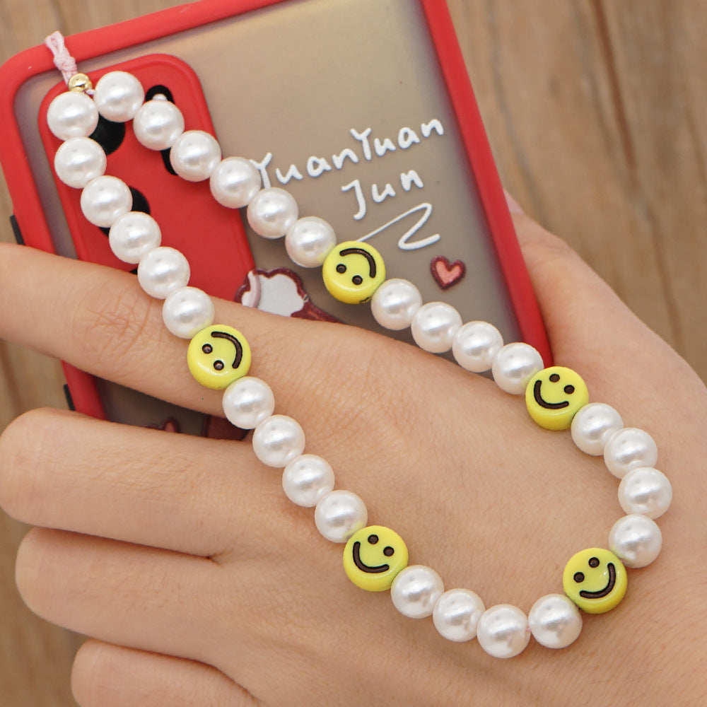 Handmade pearl beaded mobile phone chain mobile phone case lanyard pendant wrist pendant diy accessories