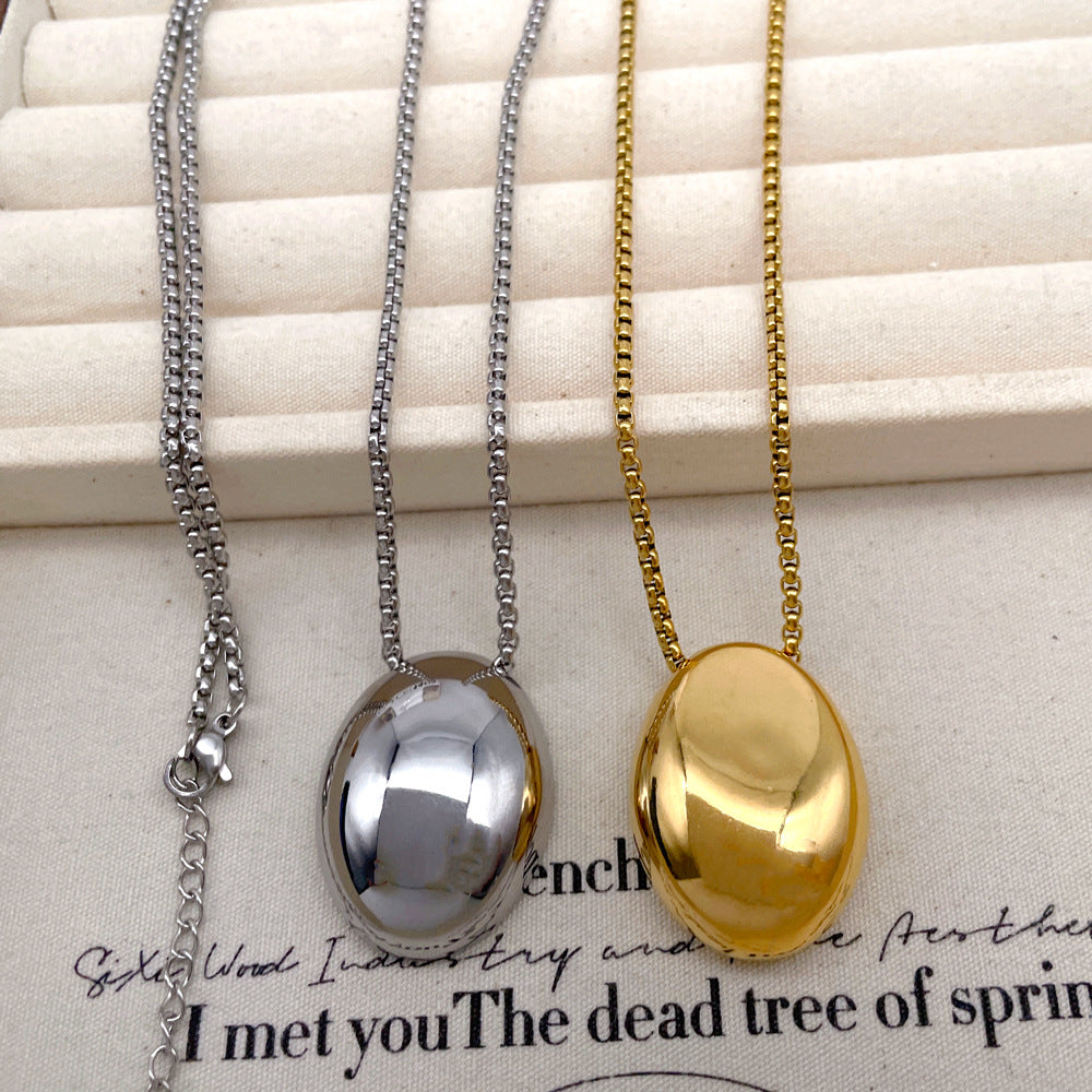 Article tendance style européen/américain – Best-seller international Collier long et épuré haut de gamme pour femme avec pendentif ovale – Vente en gros de bijoux de Qingdao