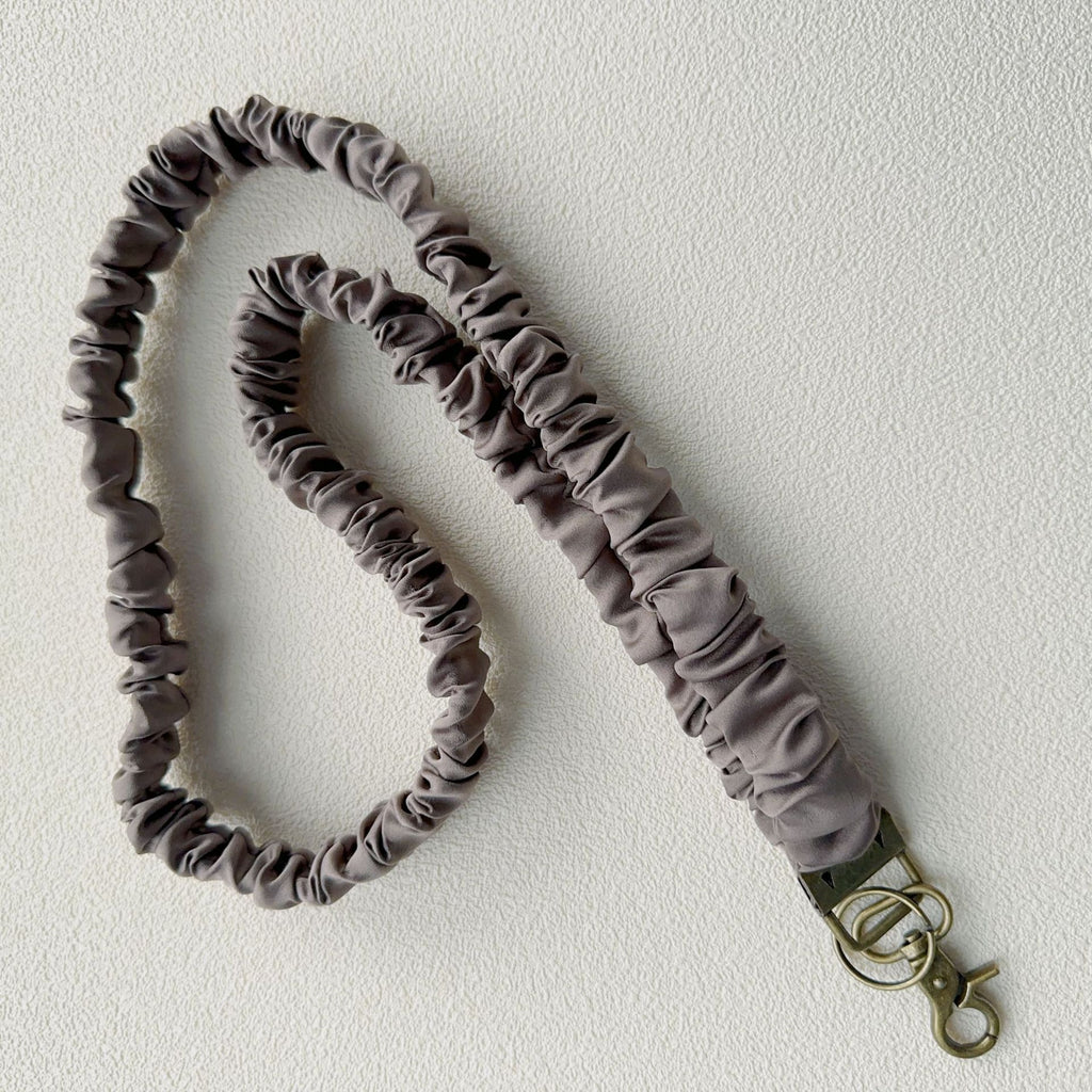 Long Mobile Phone Lanyard with a Neck-Hanging Design, Handmade Sturdy Pleated Fabric Phone Strap with Metal Buckle and Elastic Decorative Chain