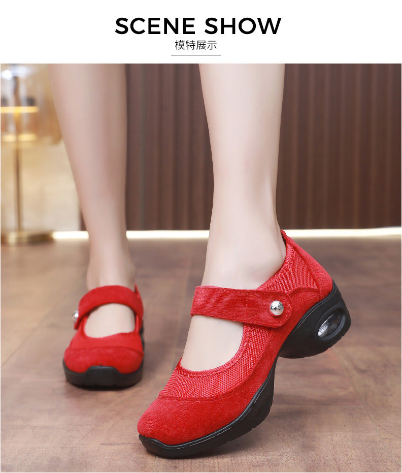 Dancing Shoes Women's Comfortable Soft Sole Square Dancing Women's Shoes Mesh Shoes for Moms Old Beijing Cloth Shoes Thick Sole Work Shoes