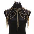 Cross-border explosive jewelry ladies sexy multilayer metal aluminum chain tassel neck chain waist chain set of body chain accessories