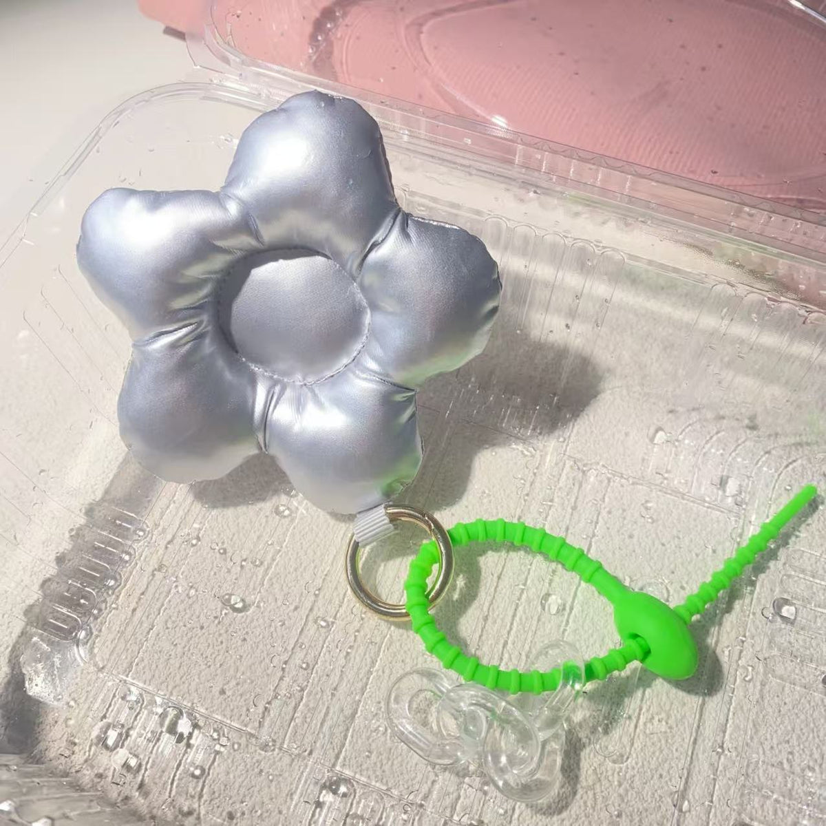 Creative Leather Gloss Cotton Flower Pendant Phone Case Accessories Fun Keychain Girl Decoration Bag Hanging