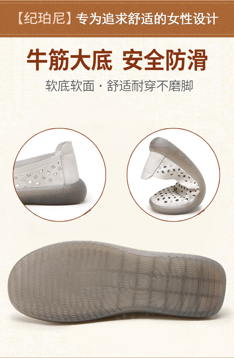 Chaussures pour femmes d'âge mûr et seniors : cuir respirant pour l'été, semelles souples anti-fatigue, incluant sandales et sabots antidérapants