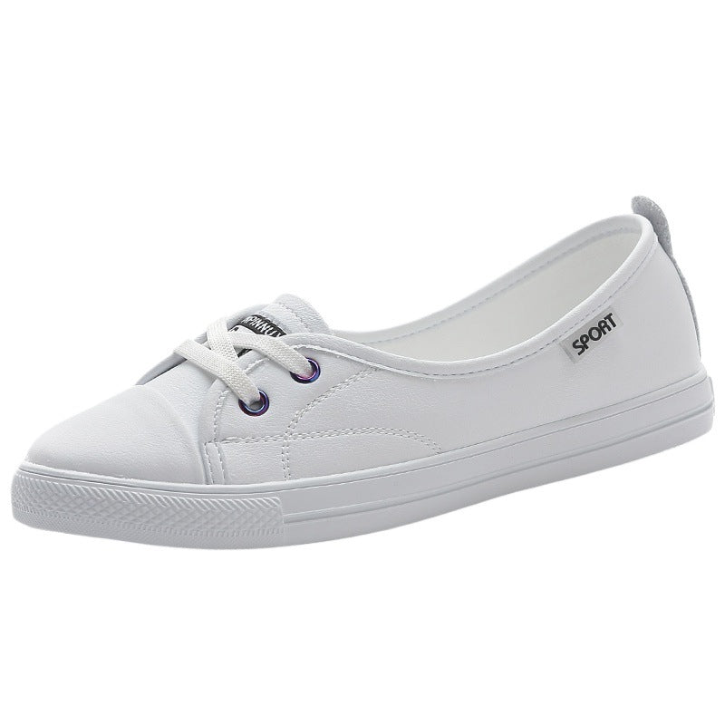 Baskets blanches sans lacets pour femmes (printemps/été 2024) : semelles souples, idéales pour la danse ou le quotidien