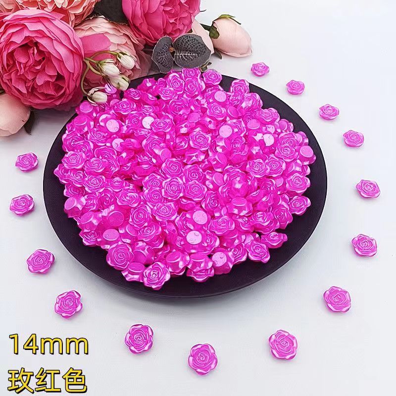 14mm happiness flower material diy handmade beaded abs simulation beads rose petals perforated mobile phone accessories