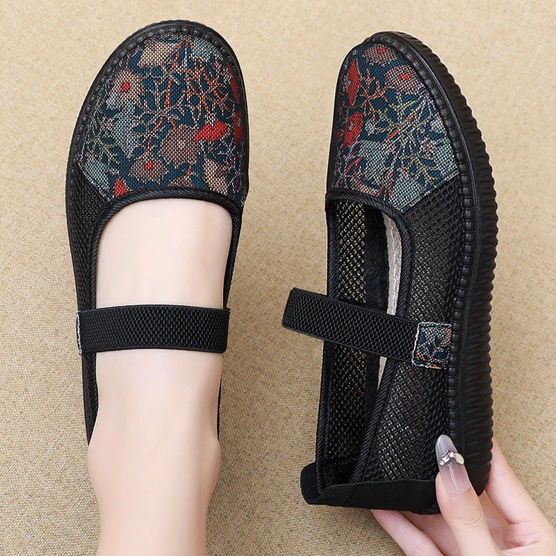 Chaussures en tissu « Vieux Pékin » pour femme : confort et sécurité avec semelles souples antidérapantes – Idéales pour les femmes d'âge mûr et les seniors