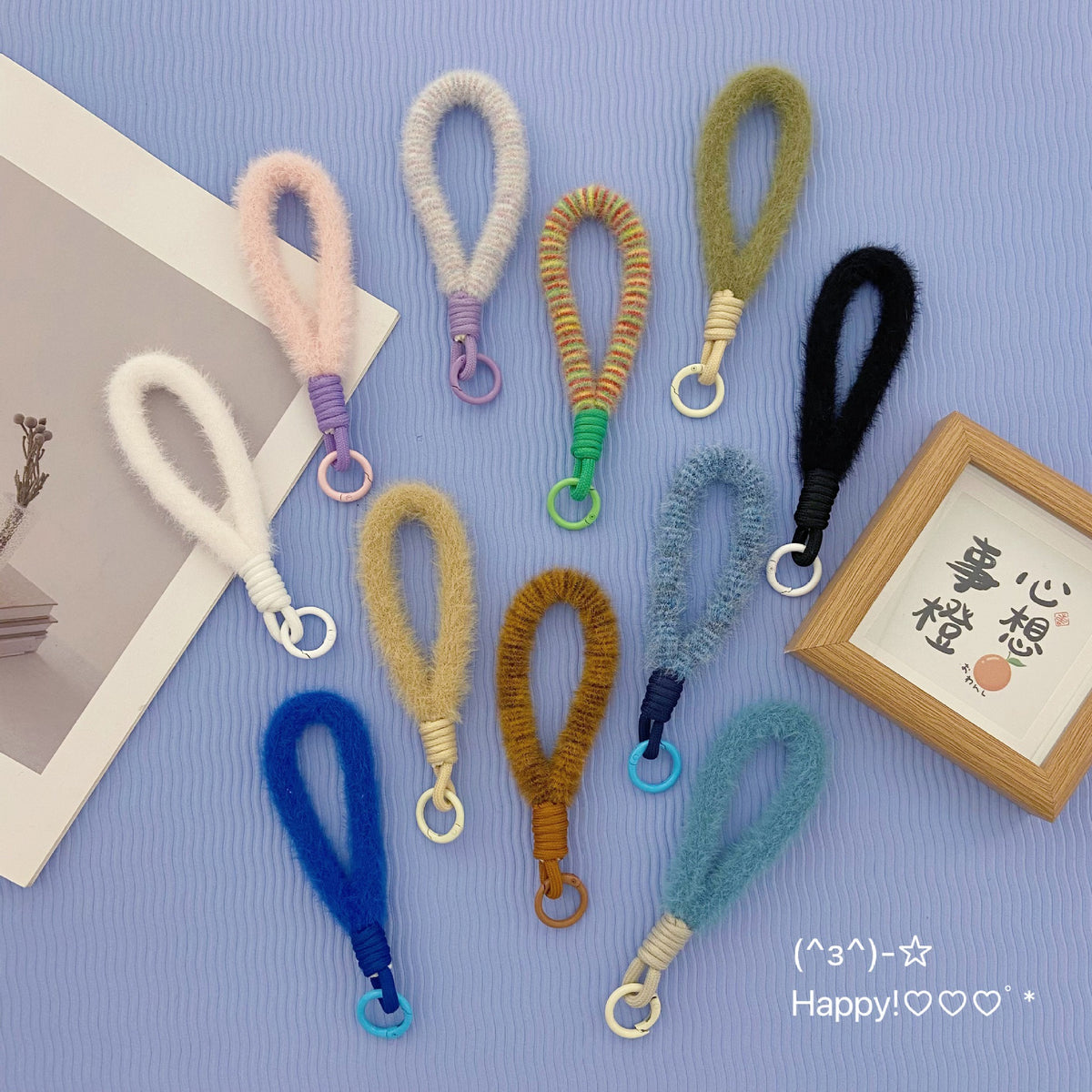 2024 New Stuffed Mobile Phone Lanyard Wrist Strap Multi-Color Short Imitation Mink Mobile Phone Case Lanyard Mobile Phone Chain