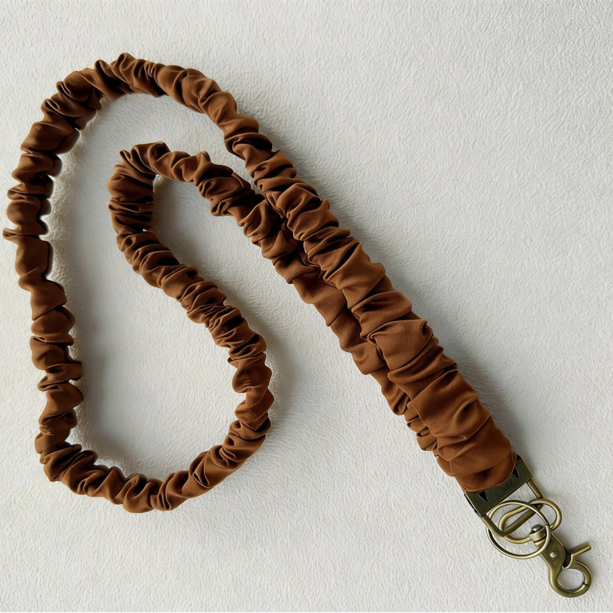 Long Mobile Phone Lanyard with a Neck-Hanging Design, Handmade Sturdy Pleated Fabric Phone Strap with Metal Buckle and Elastic Decorative Chain
