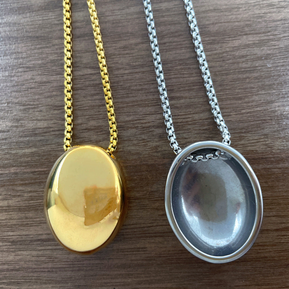 Article tendance style européen/américain – Best-seller international Collier long et épuré haut de gamme pour femme avec pendentif ovale – Vente en gros de bijoux de Qingdao