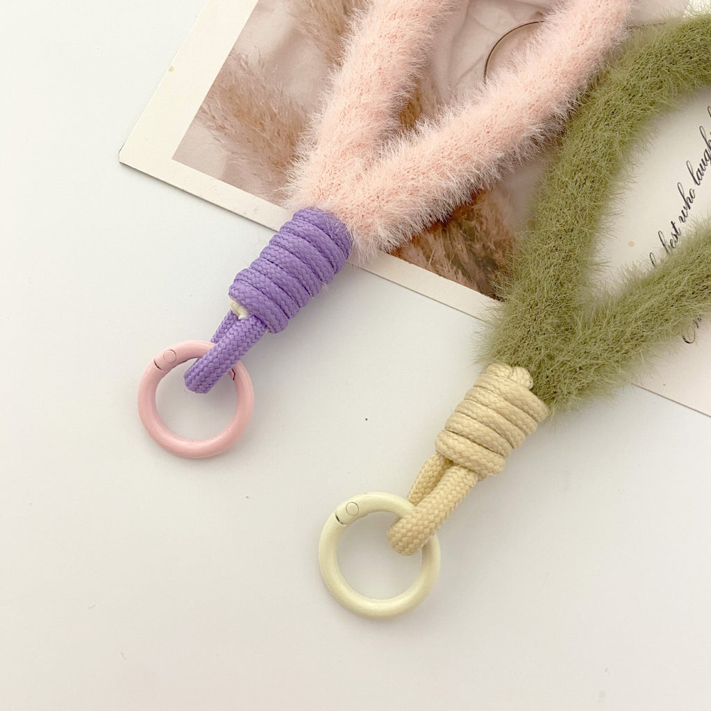 2024 New Stuffed Mobile Phone Lanyard Wrist Strap Multi-Color Short Imitation Mink Mobile Phone Case Lanyard Mobile Phone Chain