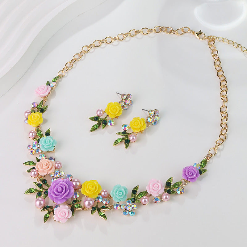 Parure de collier rétro audacieux (style international) pour femme : luxe, cristaux et élégance pour soirées et banquets – Vente directe d'usine