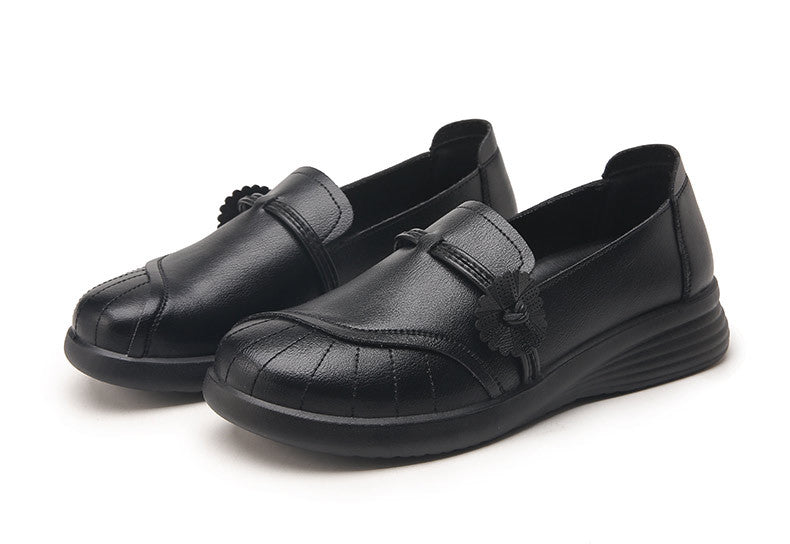 Chaussures en cuir souple pour femmes d'âge mûr et seniors (nouveauté 2026) : confortables, antidérapantes et souples, pour le printemps et l'automne