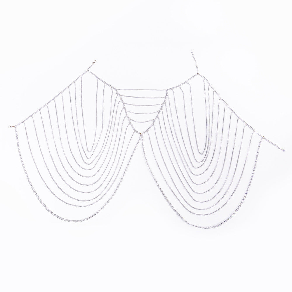 Cross-border jewelry European and American fashion personality punk style metal long multi-layer tassel body chain sexy clothing accessories