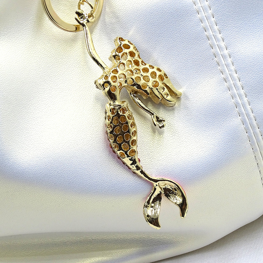 Creative Jewelry Stereo Diamond Enamel Mermaid Keychain Car Hanging Women's Bag Accessories Metal Key Ring