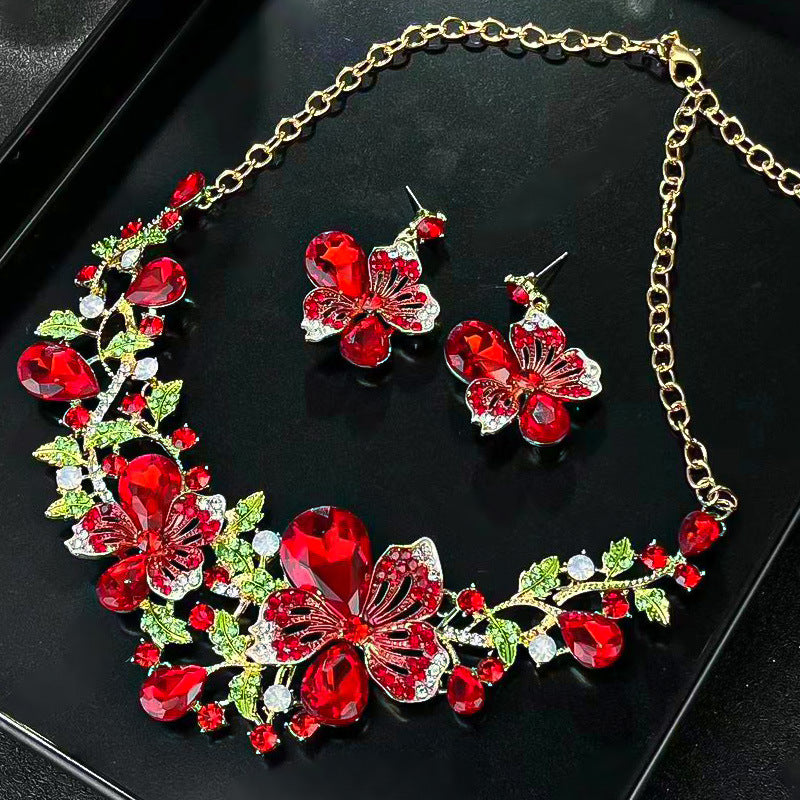 Parure de collier rétro audacieux (style international) pour femme : luxe, cristaux et élégance pour soirées et banquets – Vente directe d'usine