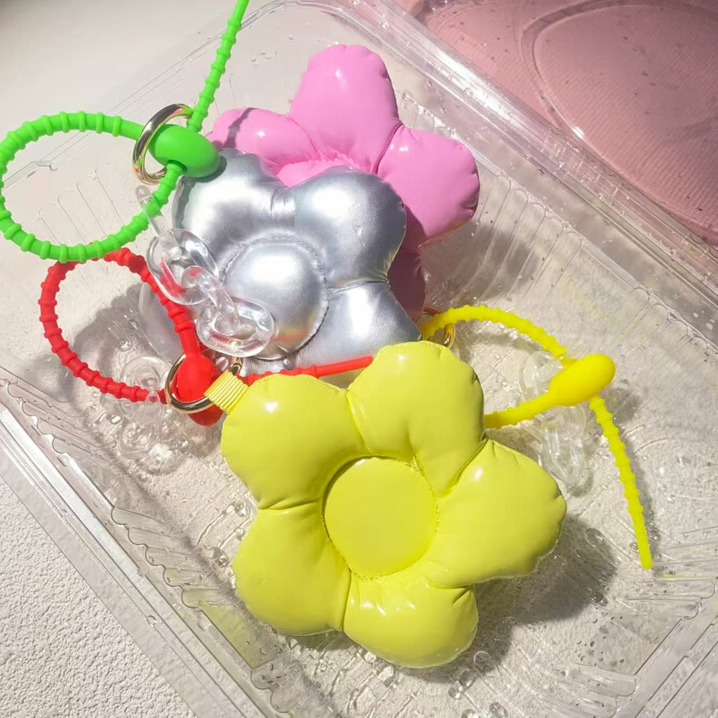 Creative Leather Gloss Cotton Flower Pendant Phone Case Accessories Fun Keychain Girl Decoration Bag Hanging