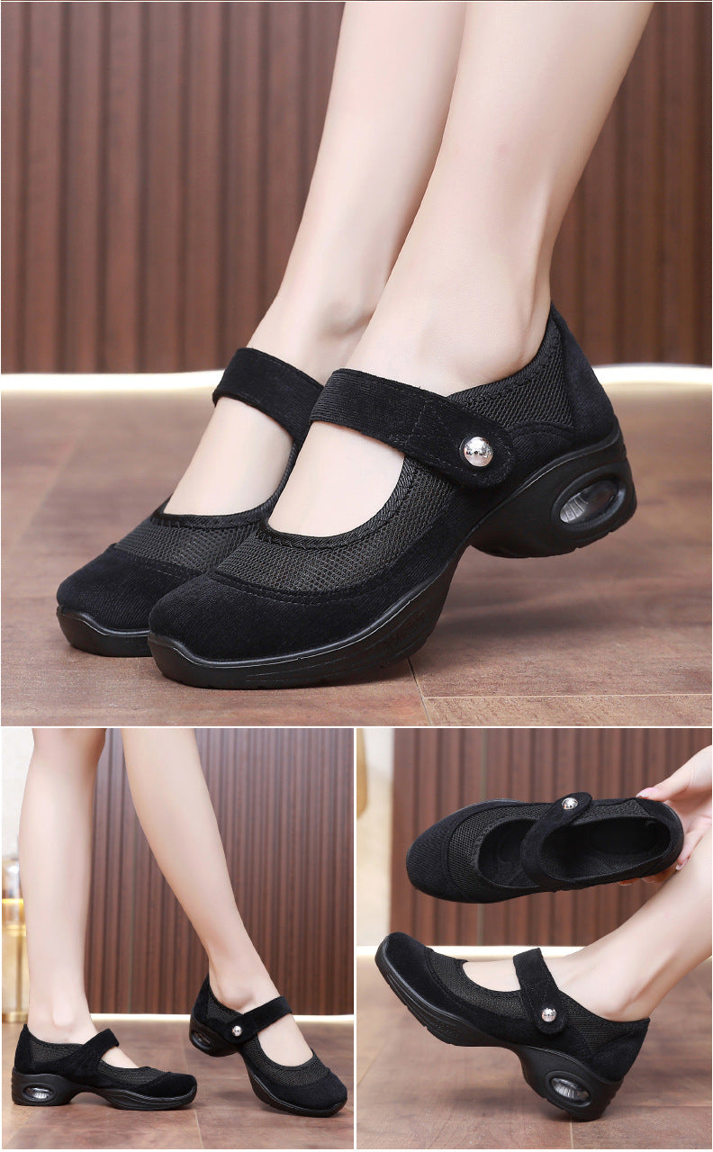 Dancing Shoes Women's Comfortable Soft Sole Square Dancing Women's Shoes Mesh Shoes for Moms Old Beijing Cloth Shoes Thick Sole Work Shoes