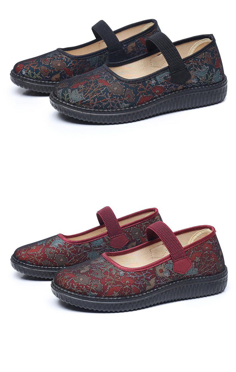 Chaussures en tissu « Vieux Pékin » pour femme : confort et sécurité avec semelles souples antidérapantes – Idéales pour les femmes d'âge mûr et les seniors