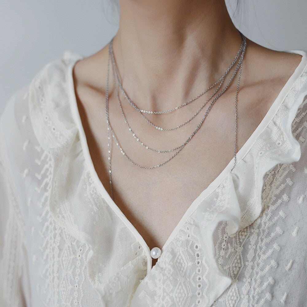Collier chaîne fine et élégante (style européen/américain) – Chaîne de clavicule polyvalente – Bijou idéal pour chemisier ou robe