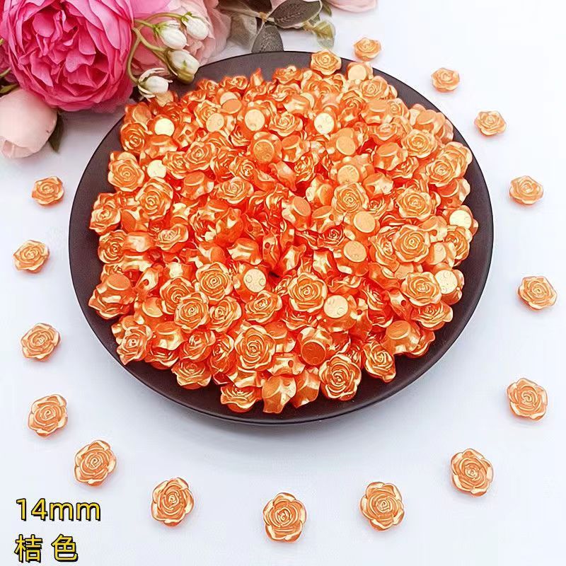 14mm happiness flower material diy handmade beaded abs simulation beads rose petals perforated mobile phone accessories