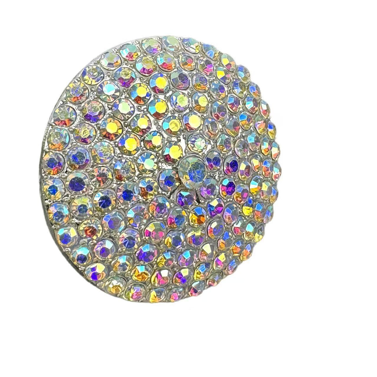 Bague tendance haut de gamme – Anneau géométrique rond avec effet irisé (couleur AB) et strass – Accessoire polyvalent et original