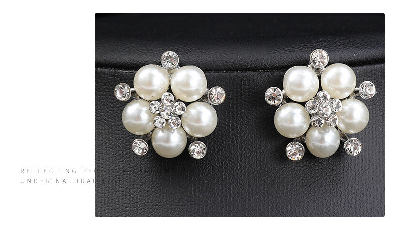 Cross-border Jewelry suit Women's Multi-row Pearl Necklace Earrings Three-piece Bridal Wedding Dress Accessories All-match Factory