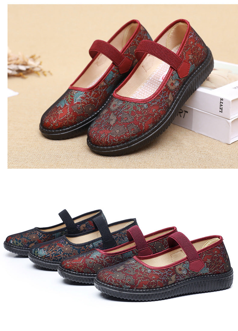Chaussures en tissu « Vieux Pékin » pour femme : confort et sécurité avec semelles souples antidérapantes – Idéales pour les femmes d'âge mûr et les seniors
