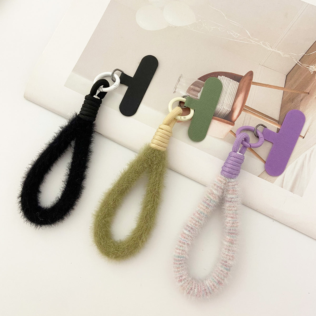 2024 New Stuffed Mobile Phone Lanyard Wrist Strap Multi-Color Short Imitation Mink Mobile Phone Case Lanyard Mobile Phone Chain