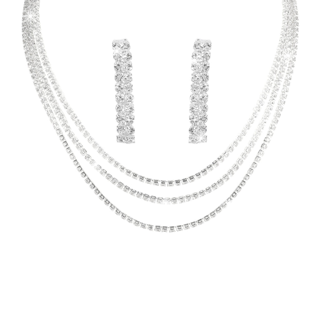 Europe and the United States cross-border hot diamond sparkling necklace earrings two-piece wedding dress accessories fashion jewelry suit