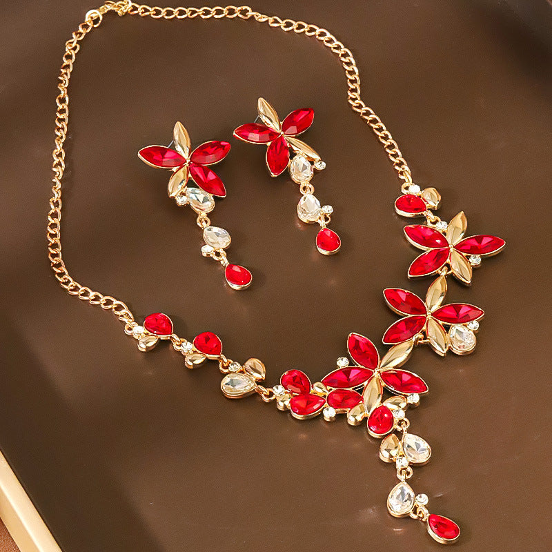 Parure de collier rétro audacieux (style international) pour femme : luxe, cristaux et élégance pour soirées et banquets – Vente directe d'usine