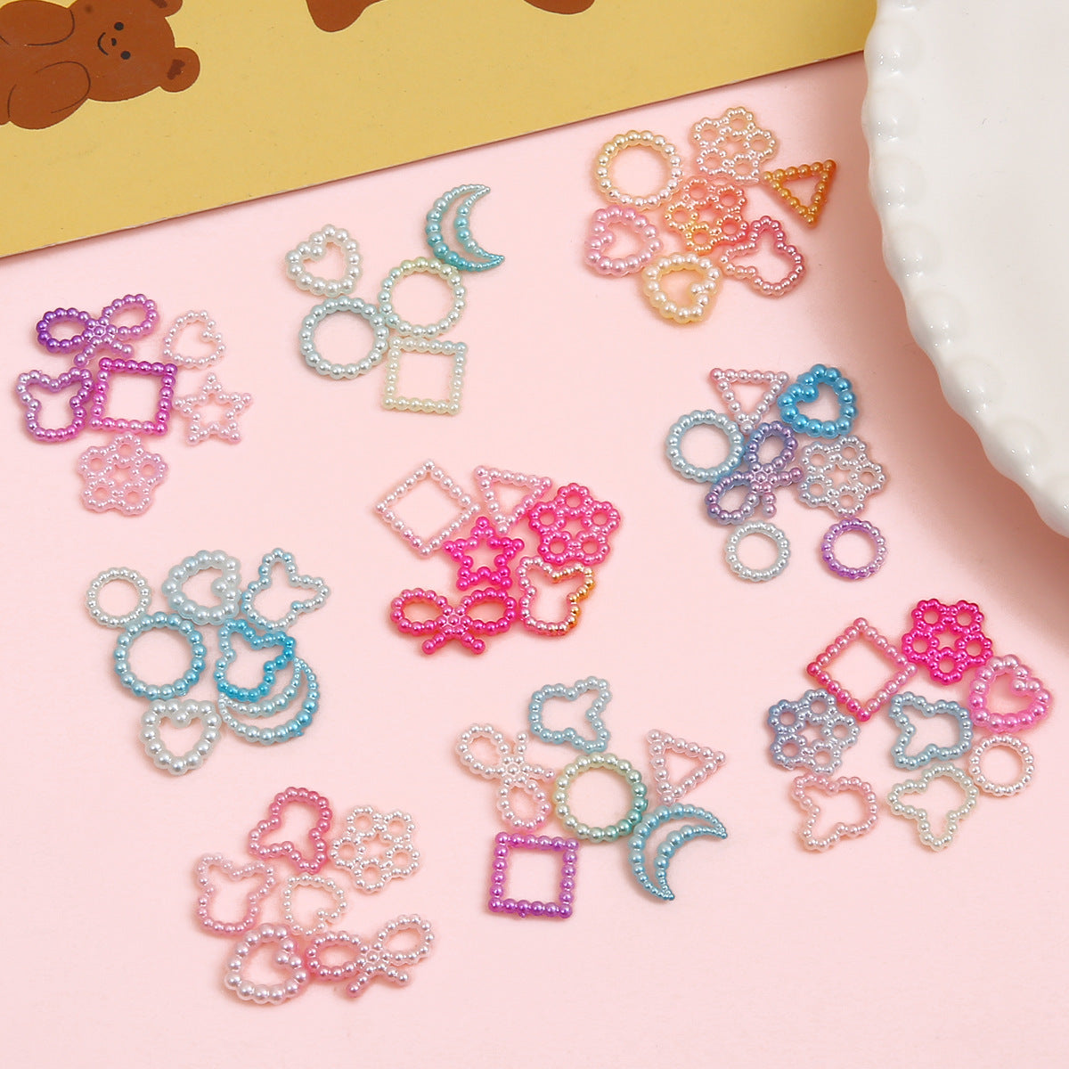 ABS love five-pointed star bow pearl patch nail accessories handmade diy cartoon phone shell jewelry material