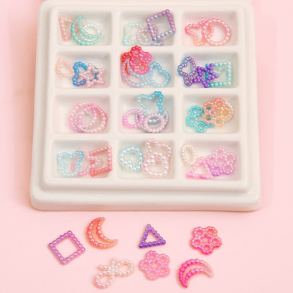 ABS love five-pointed star bow pearl patch nail accessories handmade diy cartoon phone shell jewelry material