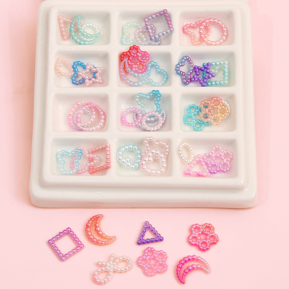 ABS love five-pointed star bow pearl patch nail accessories handmade diy cartoon phone shell jewelry material