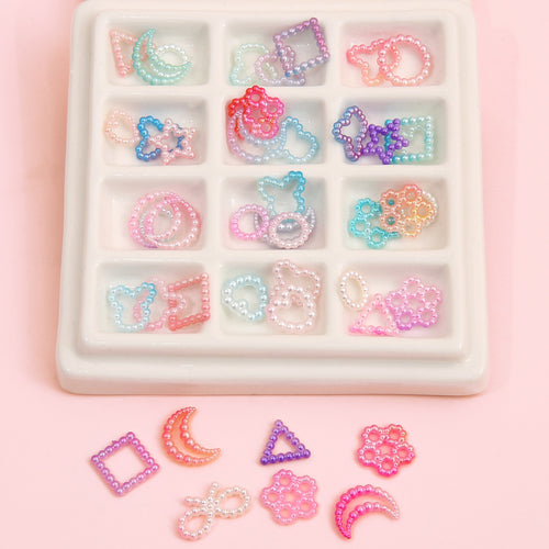 ABS love five-pointed star bow pearl patch nail accessories handmade diy cartoon phone shell jewelry material