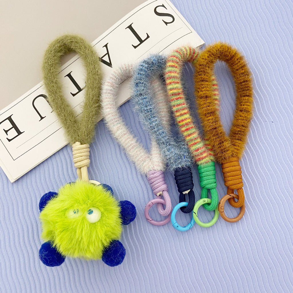2024 New Stuffed Mobile Phone Lanyard Wrist Strap Multi-Color Short Imitation Mink Mobile Phone Case Lanyard Mobile Phone Chain