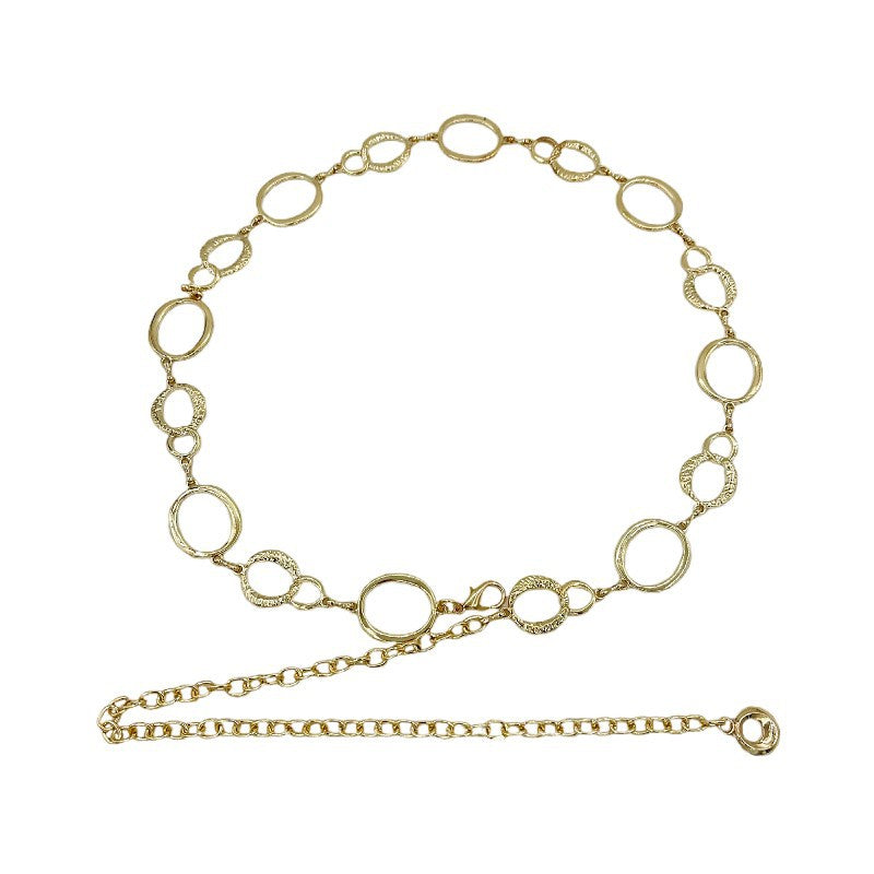 Ceinture métallique tendance (style « Insta ») : accessoire polyvalent pour jupes, pulls ou robes – Chaîne de taille fine et élégante
