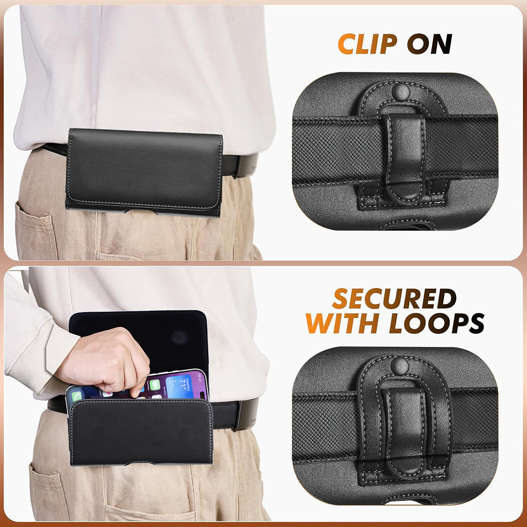 (Bf08 Waist Bag) Faux Leather Mobile Phone Protective Universal Case, Suitable for Men's Belt Clip Holder Pouch Cover