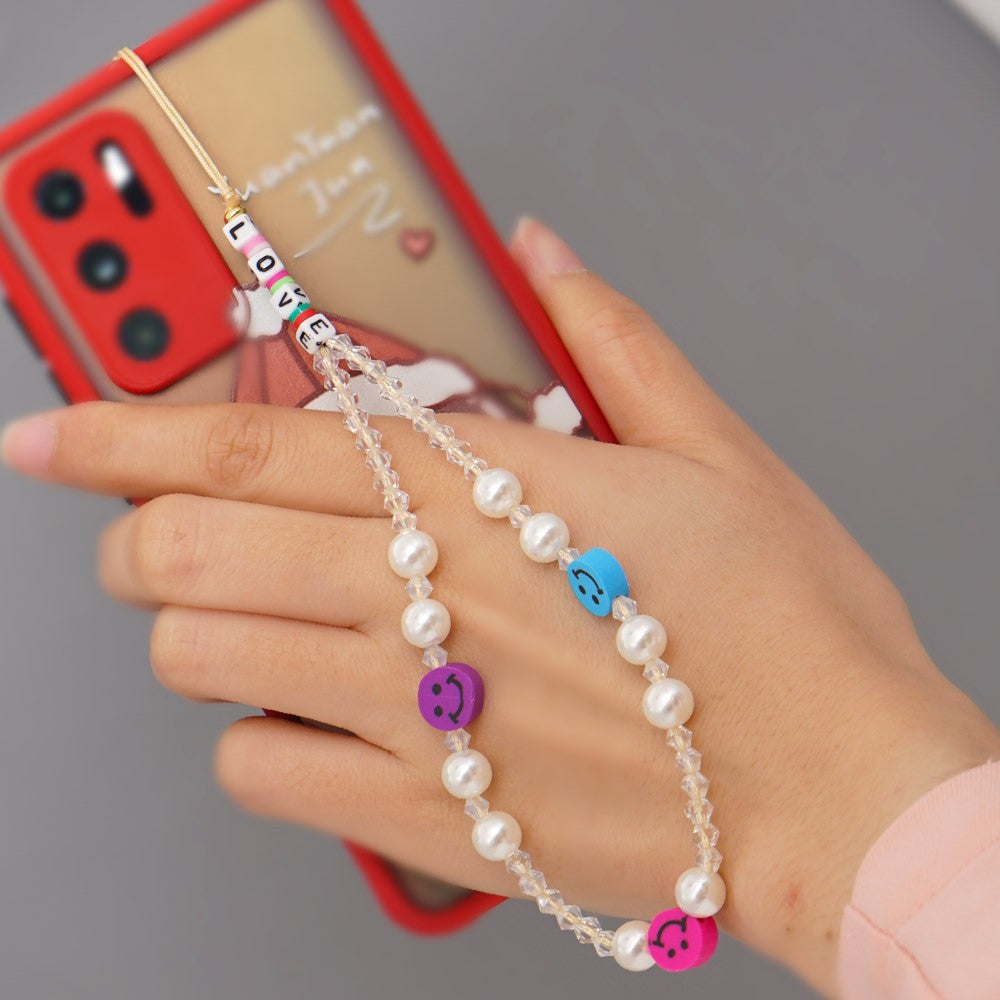 Handmade pearl beaded mobile phone chain mobile phone case lanyard pendant wrist pendant diy accessories
