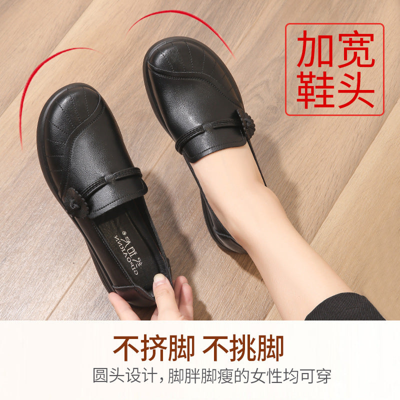 Chaussures en cuir souple pour femmes d'âge mûr et seniors (nouveauté 2026) : confortables, antidérapantes et souples, pour le printemps et l'automne