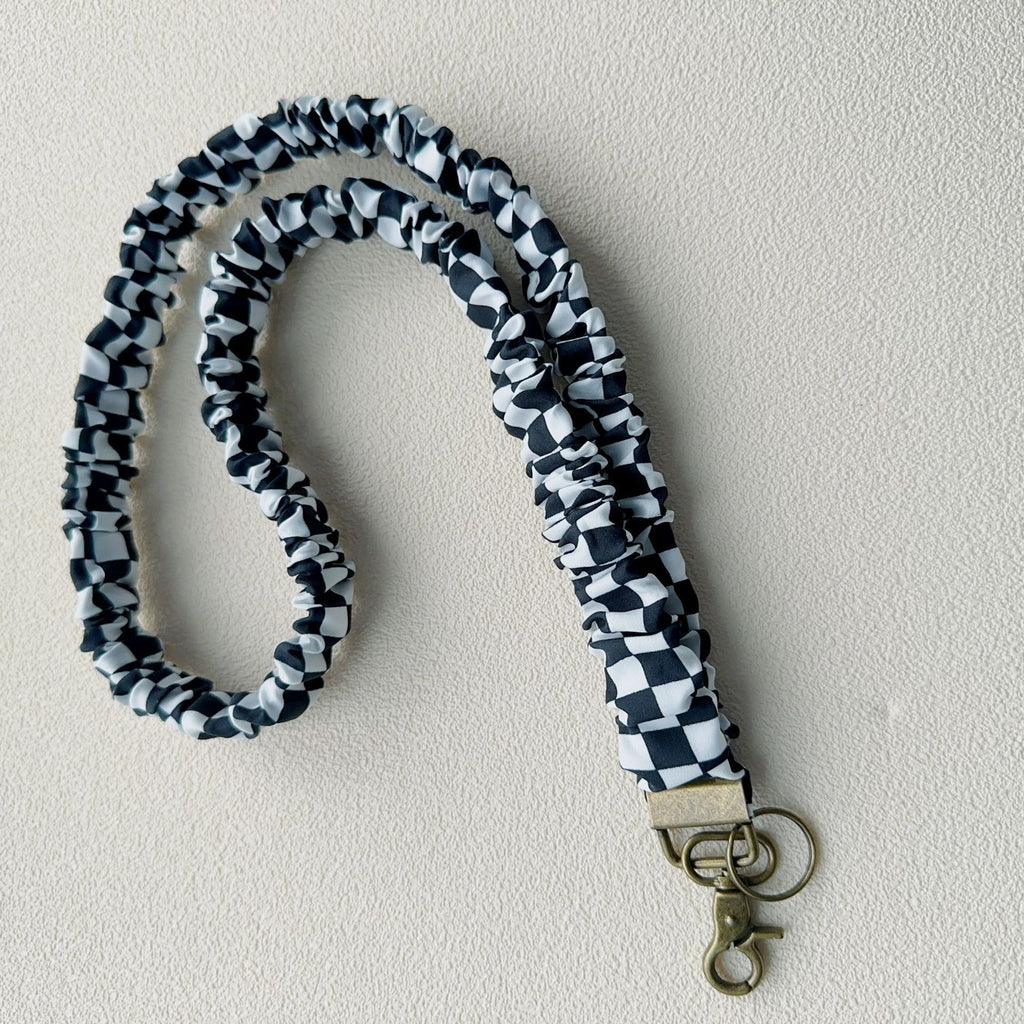 Long Mobile Phone Lanyard with a Neck-Hanging Design, Handmade Sturdy Pleated Fabric Phone Strap with Metal Buckle and Elastic Decorative Chain
