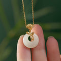 Classic S925 Sterling Silver Necklace for Women, New Chinoiserie Rose and Field Jade Pendant, Simple Accessible Luxury Niche Accessories