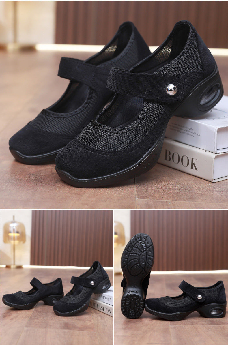 Dancing Shoes Women's Comfortable Soft Sole Square Dancing Women's Shoes Mesh Shoes for Moms Old Beijing Cloth Shoes Thick Sole Work Shoes
