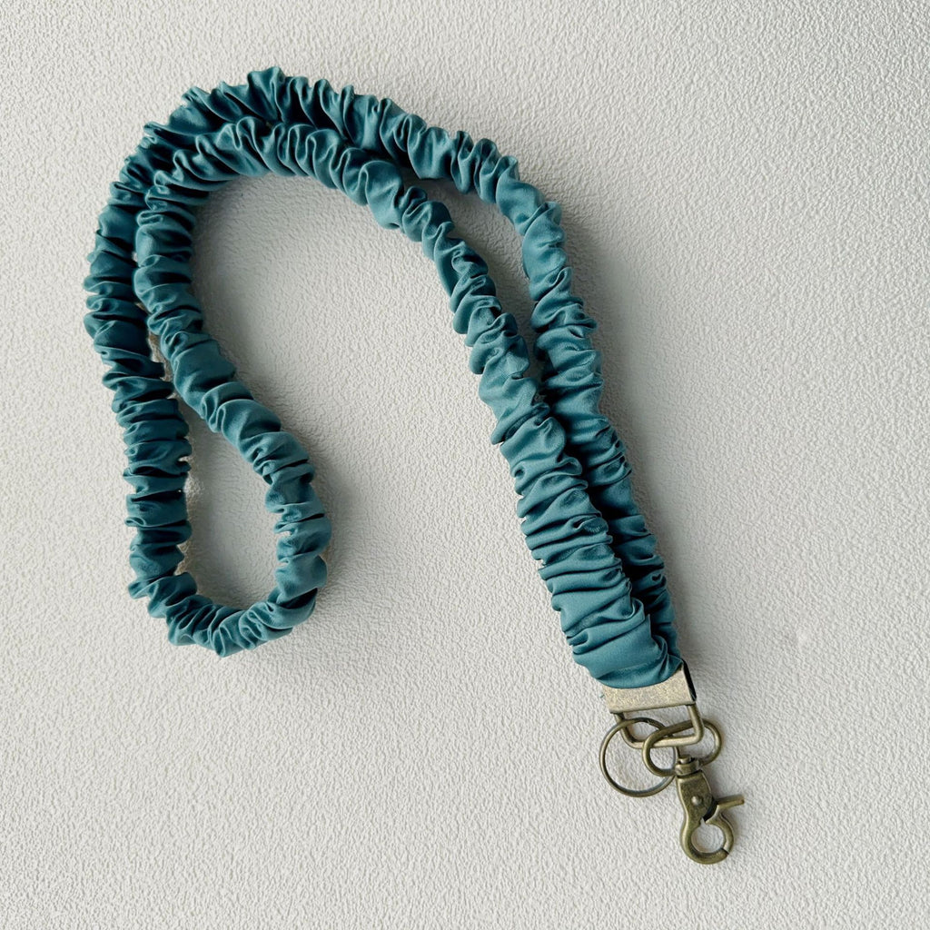 Long Mobile Phone Lanyard with a Neck-Hanging Design, Handmade Sturdy Pleated Fabric Phone Strap with Metal Buckle and Elastic Decorative Chain