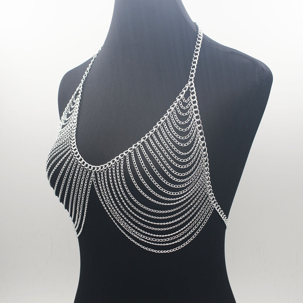 Chaîne de corps tendance pour femme – Design multicouche en aluminium – Accessoire pour bikini et tenue d'été